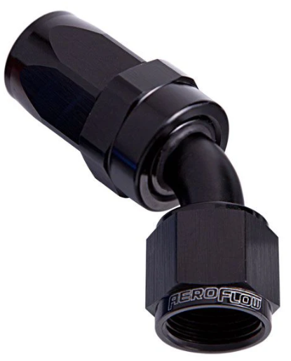 FITTING 100 SERIES 45 DEG SWIVEL H/E BLK -10AN